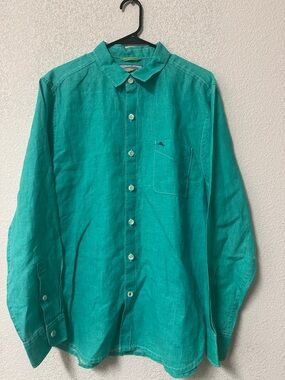 Tommy Bahama Teal Green Long-Sleeve Button-Down Shirt size L